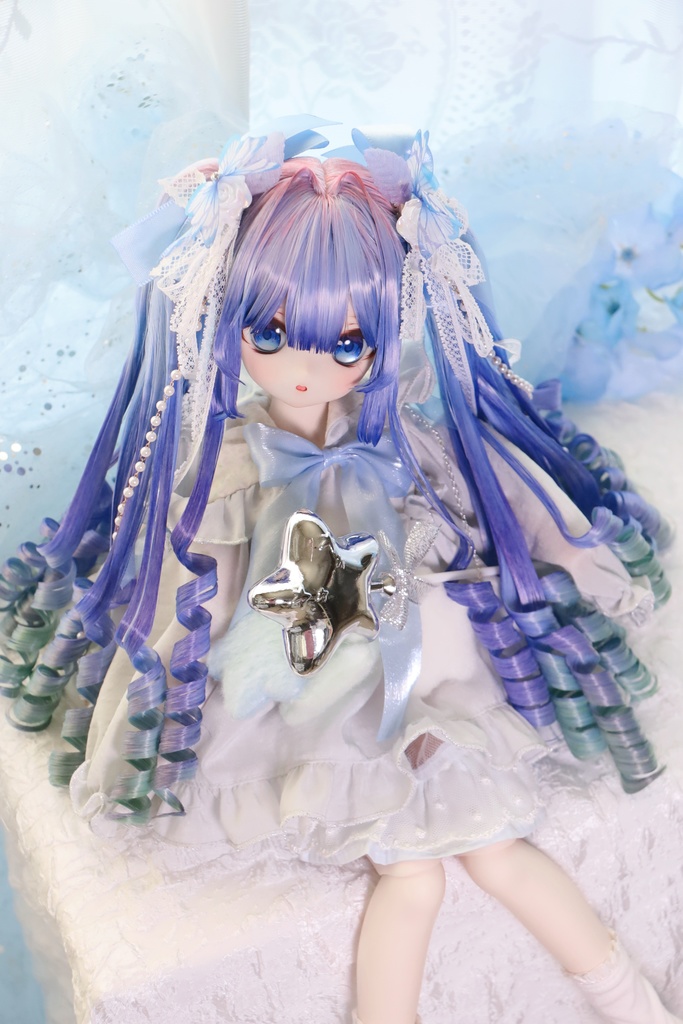 【即発送】 8〜9インチ『くるくるいっぱい♡お嬢様のインテークツインテール』1/3ドールウィッグ