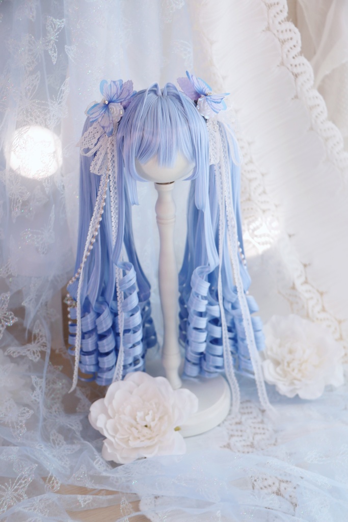 【即発送】 8〜9インチ『くるくるいっぱい♡お嬢様のインテークツインテール』1/3ドールウィッグ