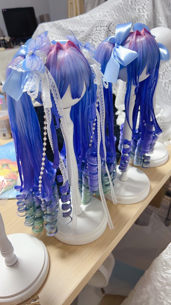 【即発送】 8〜9インチ『くるくるいっぱい♡お嬢様のインテークツインテール』1/3ドールウィッグ