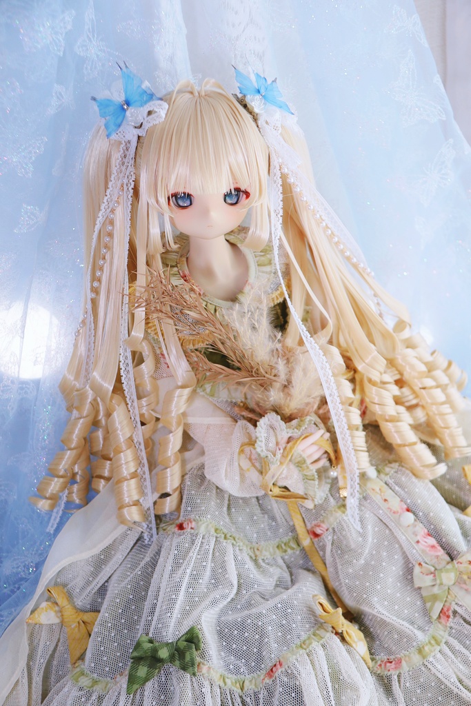 【即発送】 8〜9インチ『くるくるいっぱい♡お嬢様のインテークツインテール』1/3ドールウィッグ