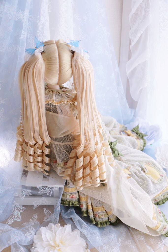 【即発送】 8〜9インチ『くるくるいっぱい♡お嬢様のインテークツインテール』1/3ドールウィッグ