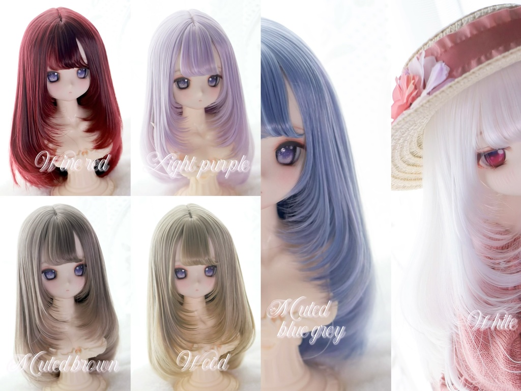 【イベント持ち戻り】8〜9インチ『7:3分けシースルー前髪・レイヤーセミロング』1\3ドールウィッグ