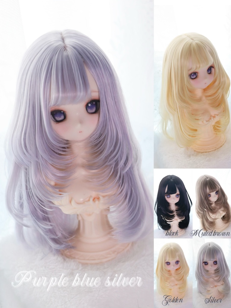 【イベント持ち戻り】柔らか繊維 8〜9インチ『7:3分けシースルー前髪・セミロングレイヤー』ボリュームアップ.ver 1\3ドール共通サイズウィッグ