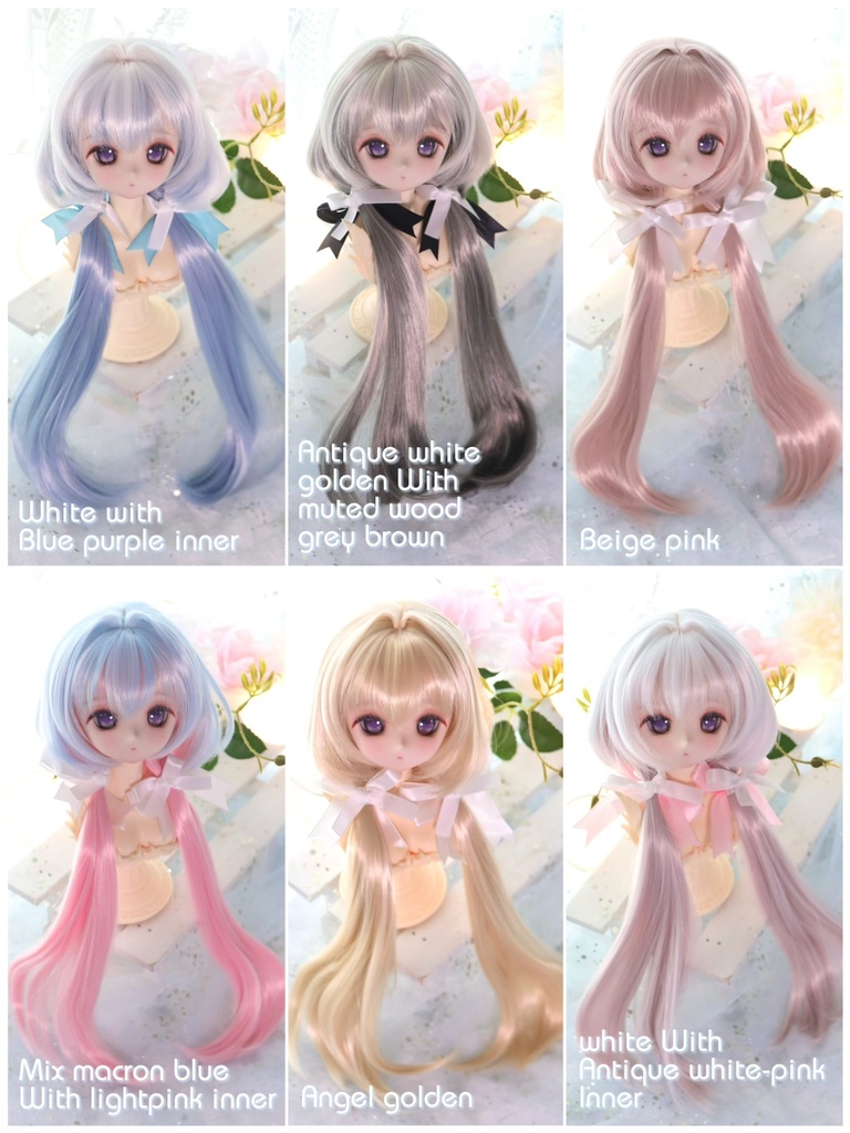 「受注」1\3ドールウィッグ　8〜9インチ Jellyfish Layer Low Twintail With intake クラゲレイヤー低ツイン（インテーク付き）