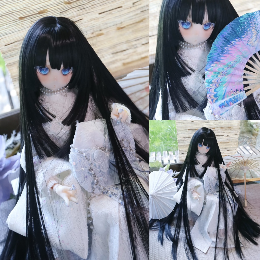 「受注」1\3ドールウィッグ　8〜9インチ 50cm、3段ロング姫カット(50cm Three-Tier Hime Cut)
