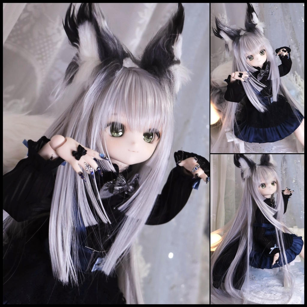 「受注」1\3ドールウィッグ 8〜9インチ 50cm、3段ロング姫カット(50cm Three-Tier Hime Cut)