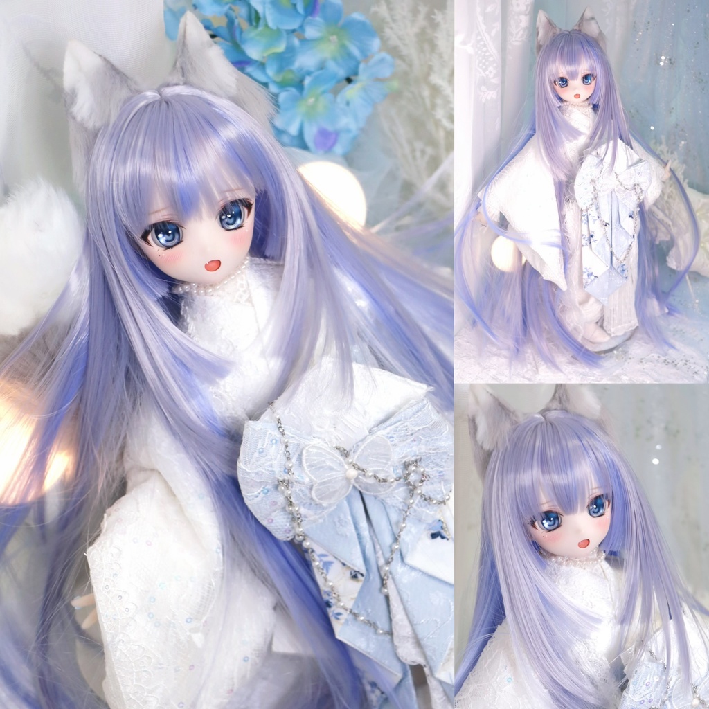 「受注」1\3ドールウィッグ 8〜9インチ 50cm、3段ロング姫カット(50cm Three-Tier Hime Cut)