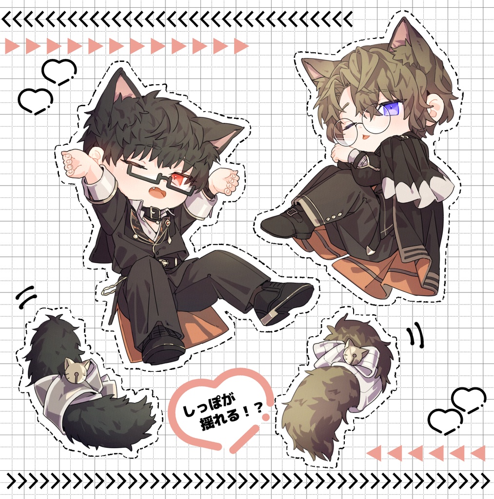 猫主従アクリルキーホルダー