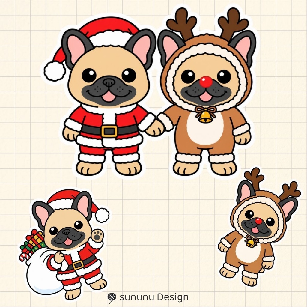 かわいい犬のクリスマスデジタルステッカー30点|デジタルプランナー・Goodnotes・デジタル手帳対応