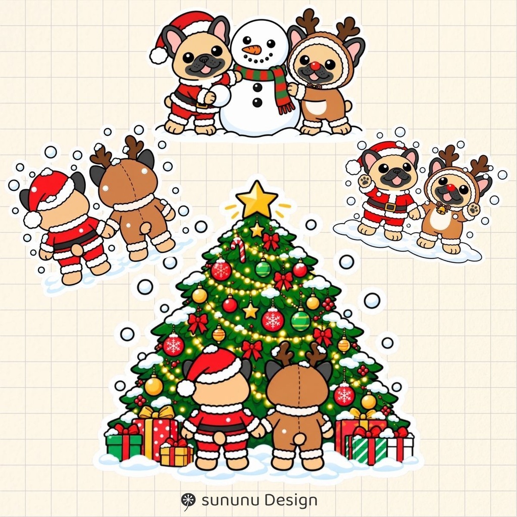 かわいい犬のクリスマスデジタルステッカー30点|デジタルプランナー・Goodnotes・デジタル手帳対応