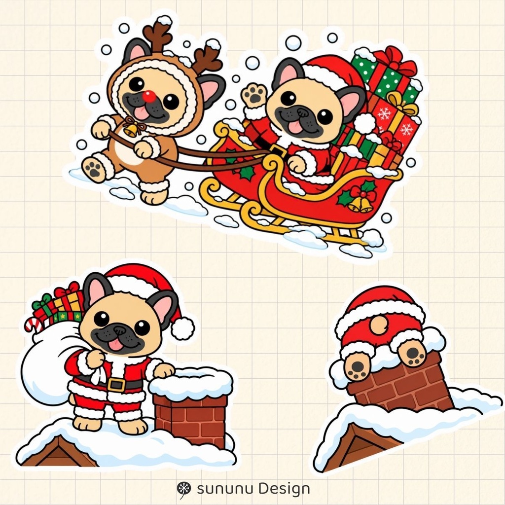 かわいい犬のクリスマスデジタルステッカー30点|デジタルプランナー・Goodnotes・デジタル手帳対応
