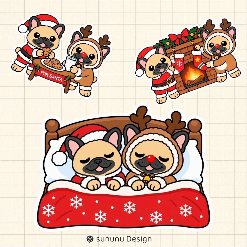 かわいい犬のクリスマスデジタルステッカー30点|デジタルプランナー・Goodnotes・デジタル手帳対応