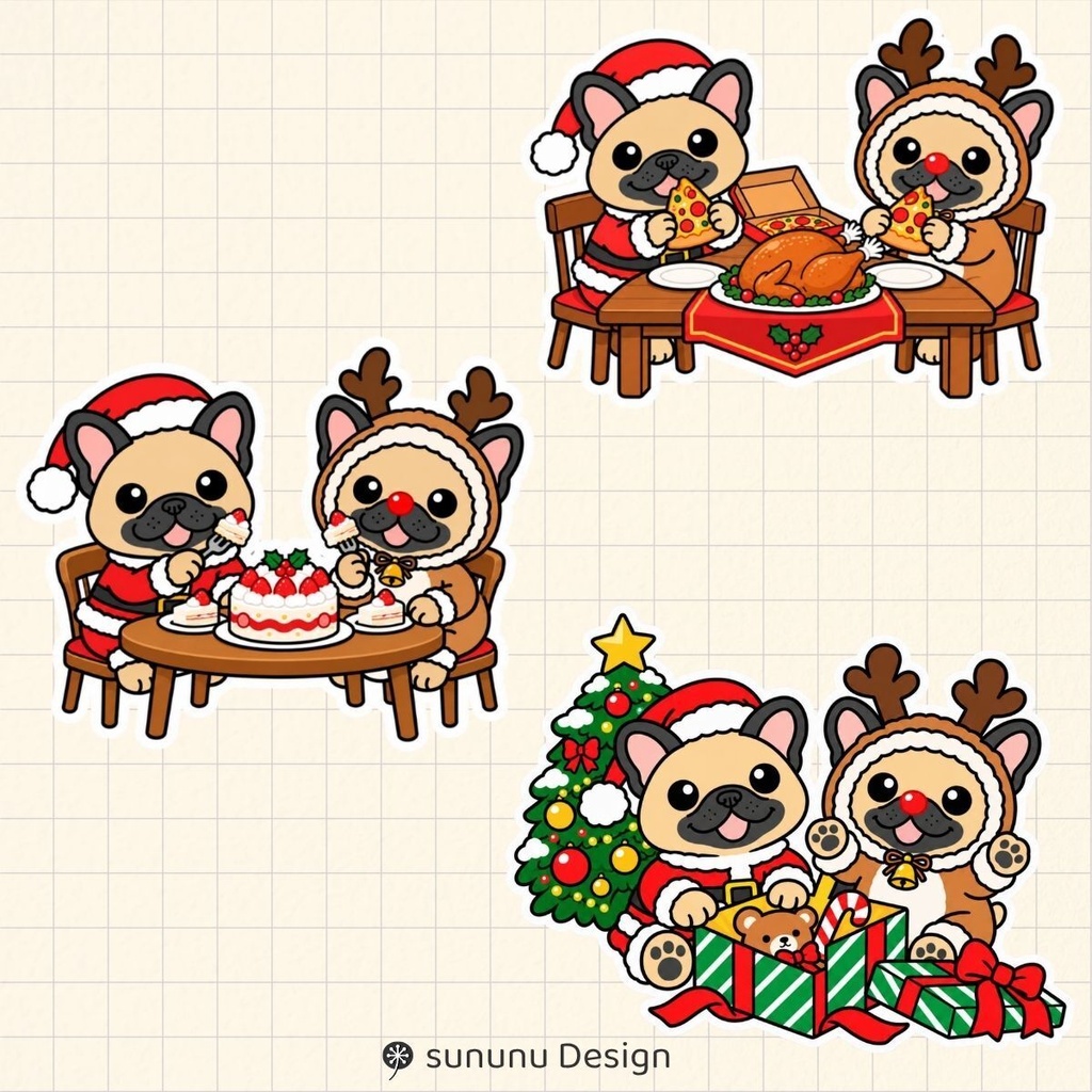 かわいい犬のクリスマスデジタルステッカー30点|デジタルプランナー・Goodnotes・デジタル手帳対応