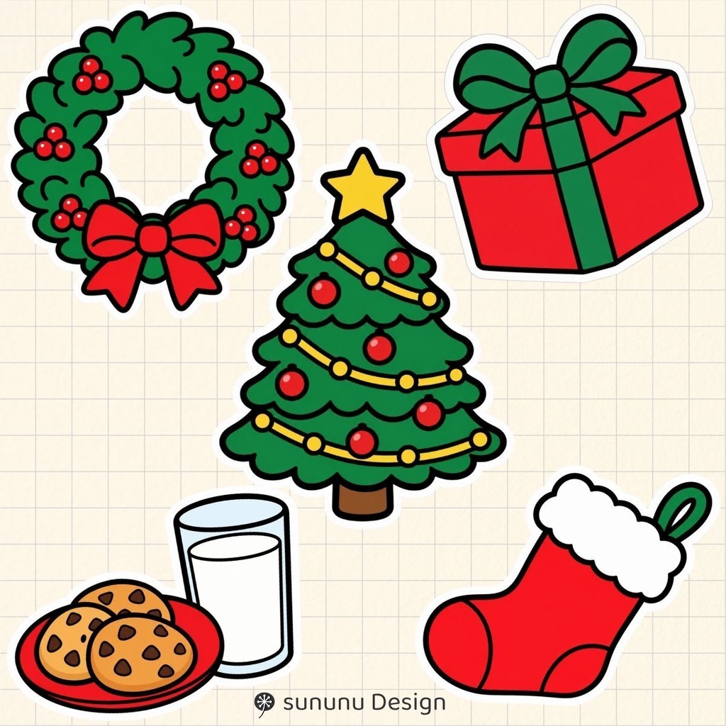 かわいい猫のクリスマスデジタルステッカー30点|デジタルプランナー・Goodnotes・デジタル手帳対応