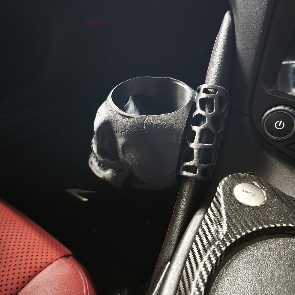 日産 フェアレディZ (Z34/370Z) カップホルダー – スカル形状 / ボロノイ最適化マウント – 3DプリントSTL【2モデルセット・右ハンドル用】