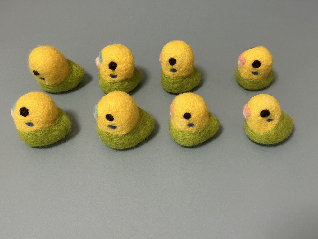 羊毛フェルトで作ったセキセイインコ 黄緑×黄