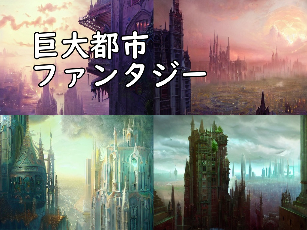 背景素材　巨大都市ファンタジー
