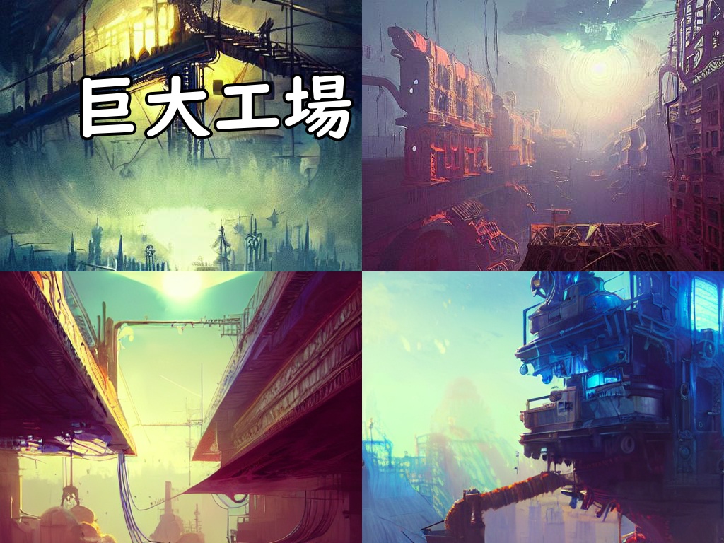 イラスト素材／背景素材　巨大工場