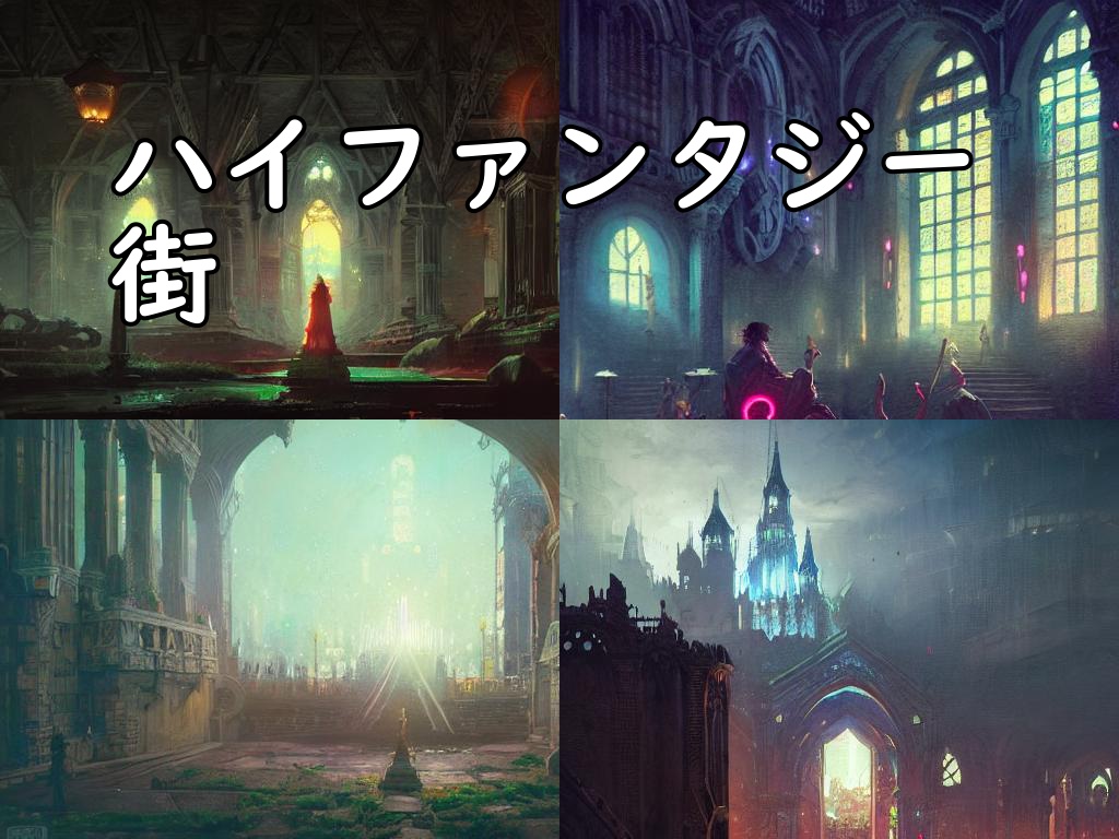 イラスト素材／背景素材　ハイファンタジー街