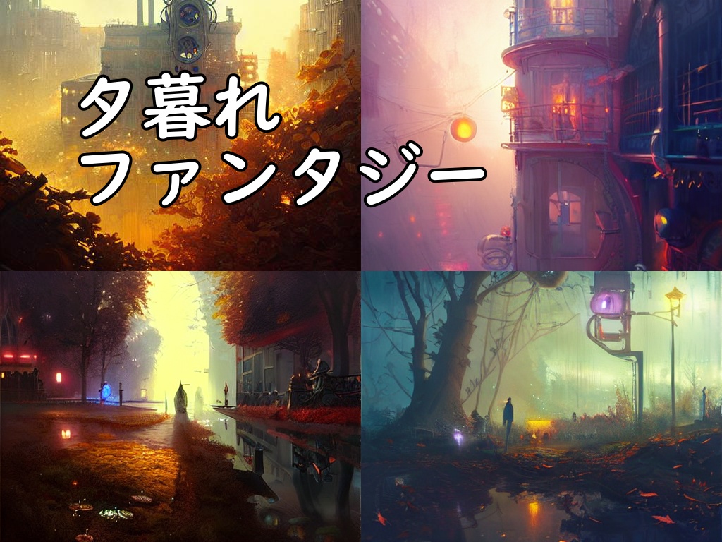 イラスト素材／背景素材　夕暮れファンタジー