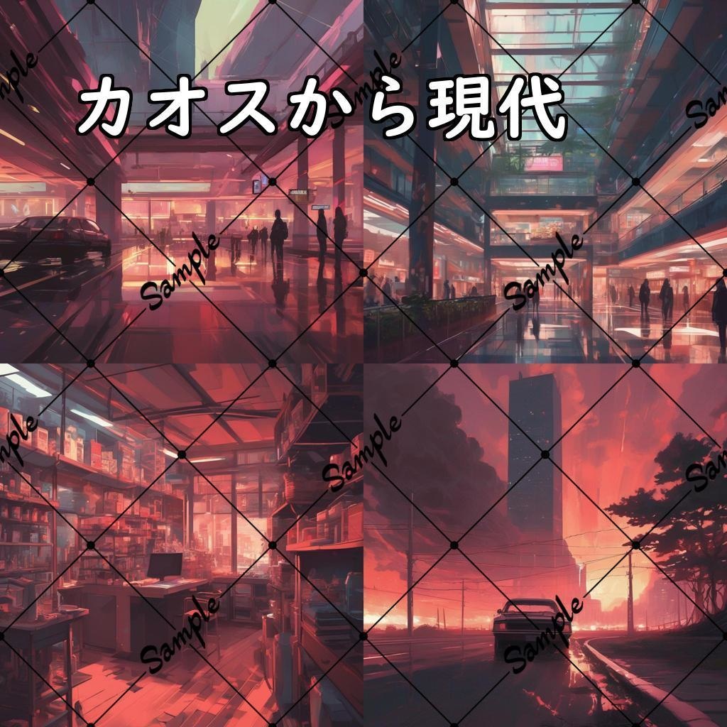 イラスト素材／背景素材　カオスから現代