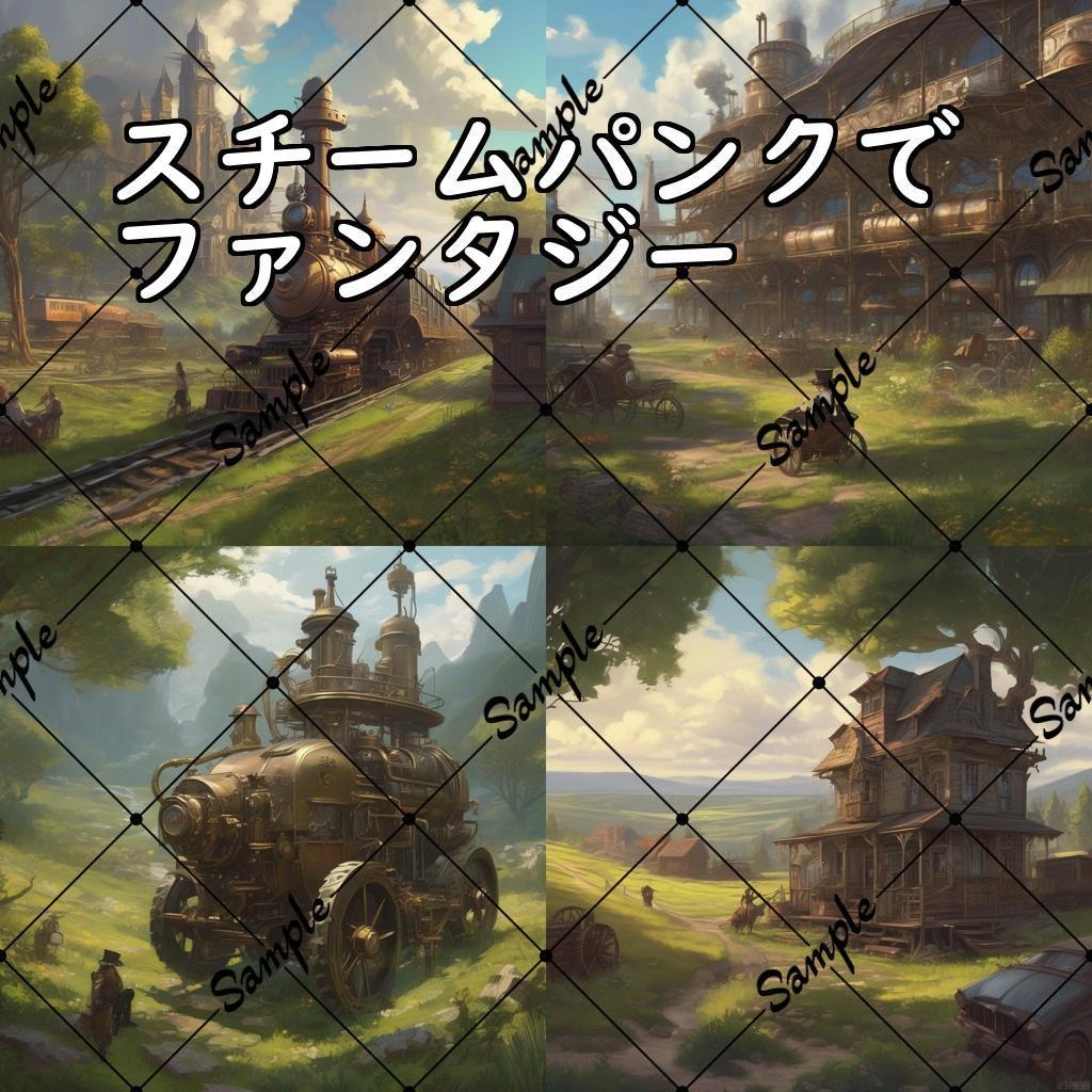 イラスト素材／背景素材　スチームパンクでファンタジー