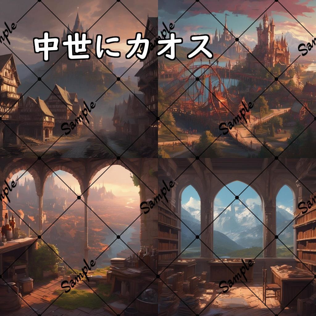 イラスト素材／背景素材　中世にカオス