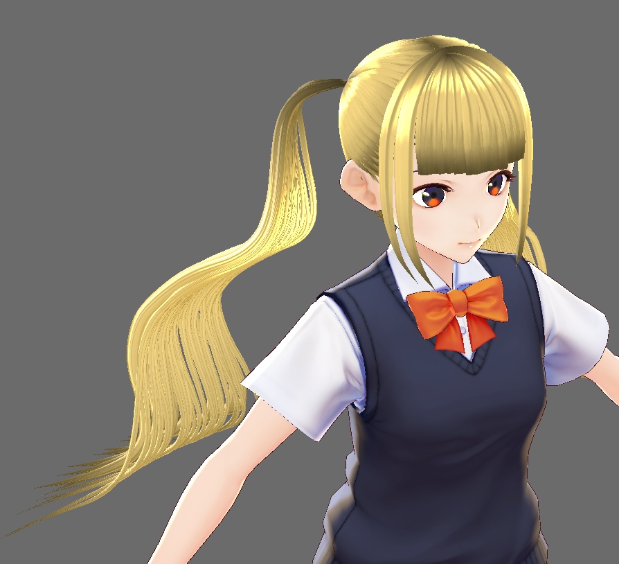 [VROID] long twin tail hair preset with bone