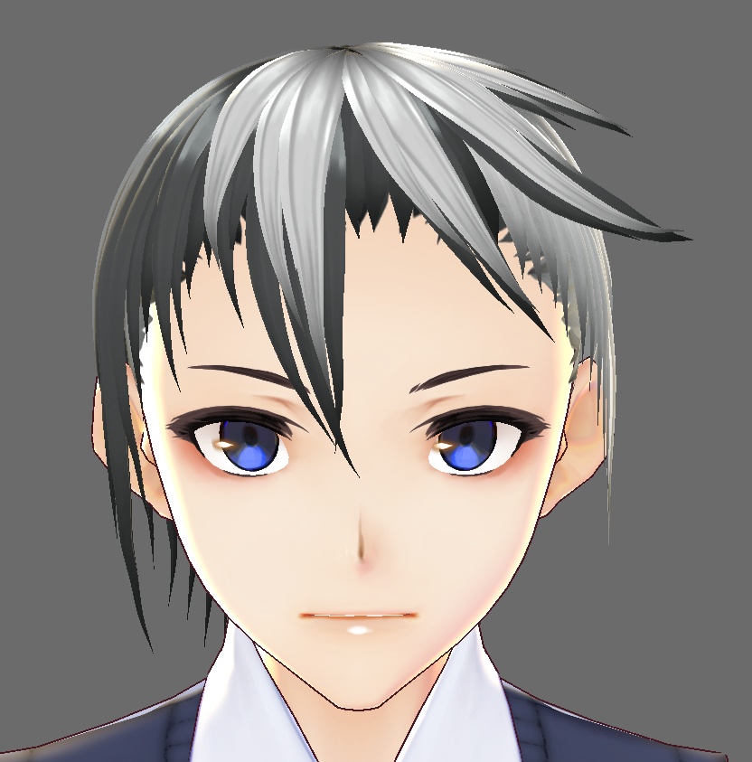 [VROID] Black & White 2 layers hair preset with bone