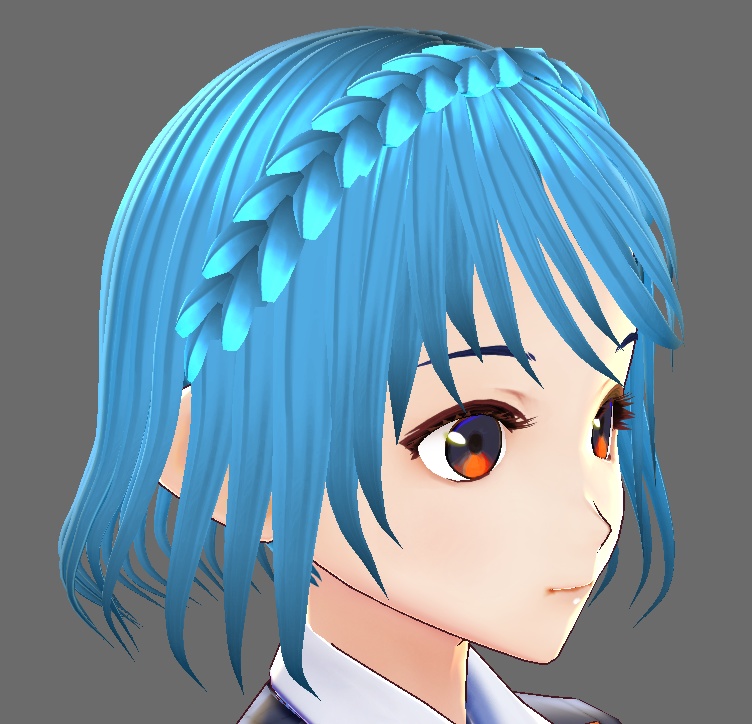 [VROID] Light blue crown braid hair preset with bone