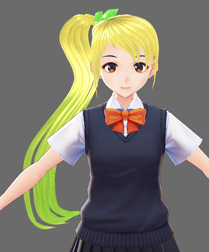 [VROID] Golden green long hair preset with bone