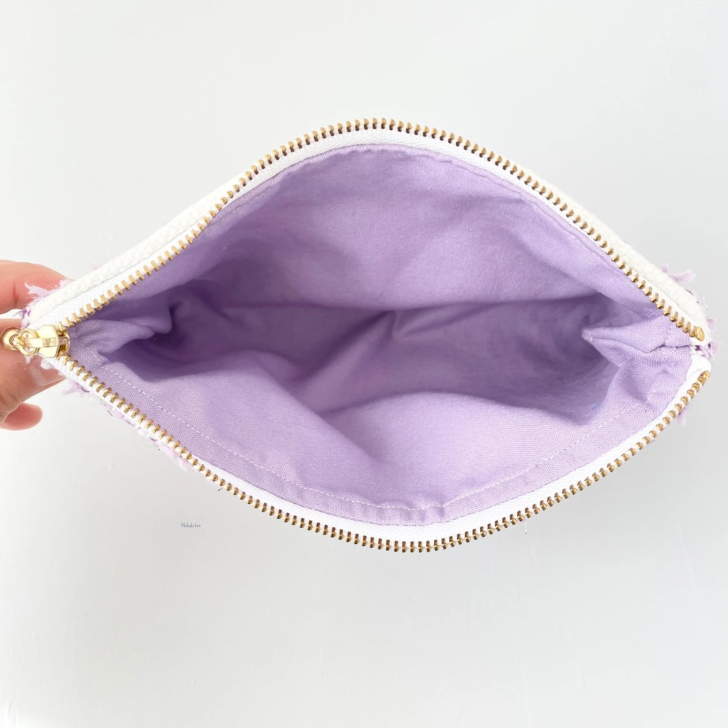 フラットポーチ ラベンダー色 コスメポーチ ペンケース