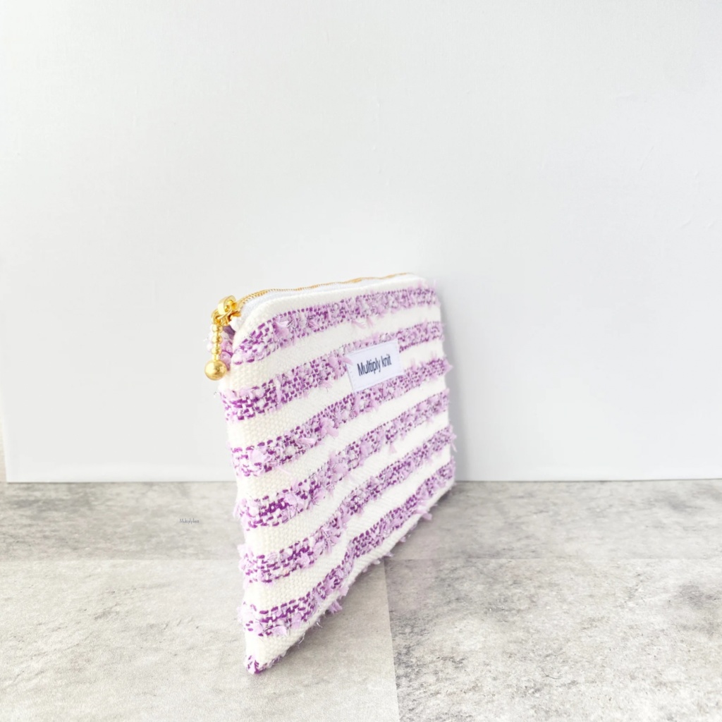 フラットポーチ ラベンダー色 コスメポーチ ペンケース