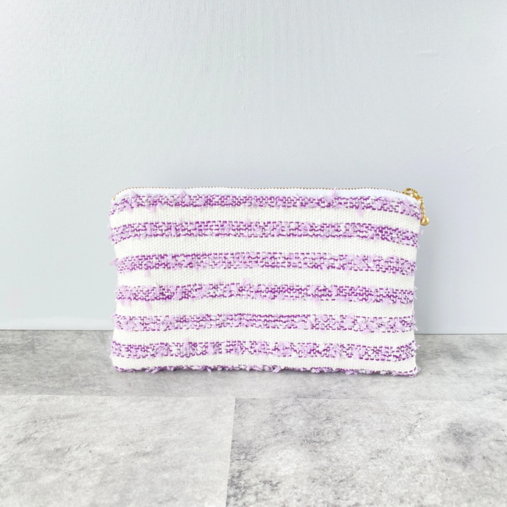 フラットポーチ ラベンダー色 コスメポーチ ペンケース