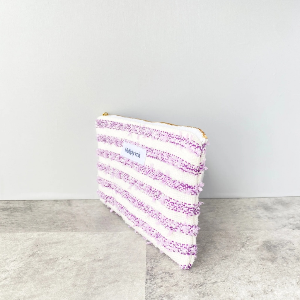 フラットポーチ ラベンダー色 コスメポーチ ペンケース