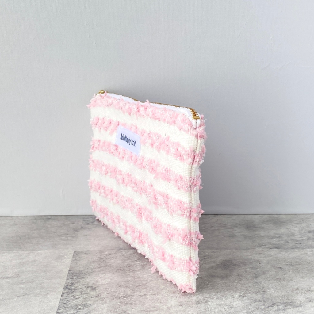 フラットポーチ ピンク コスメポーチ ペンケース 小物入れ