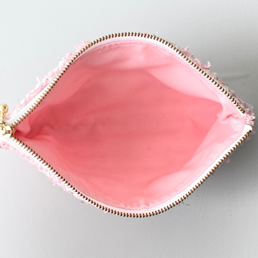 フラットポーチ ピンク コスメポーチ ペンケース 小物入れ