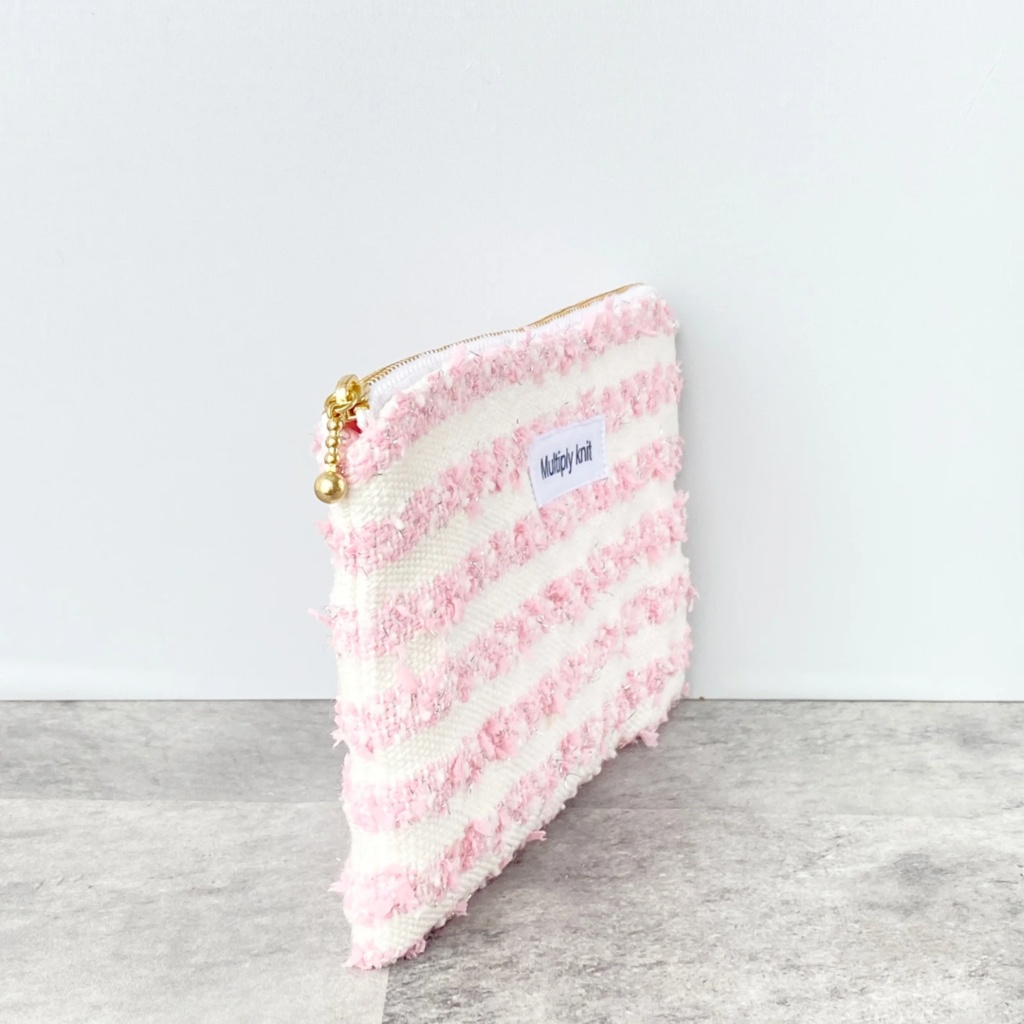 フラットポーチ ピンク コスメポーチ ペンケース 小物入れ