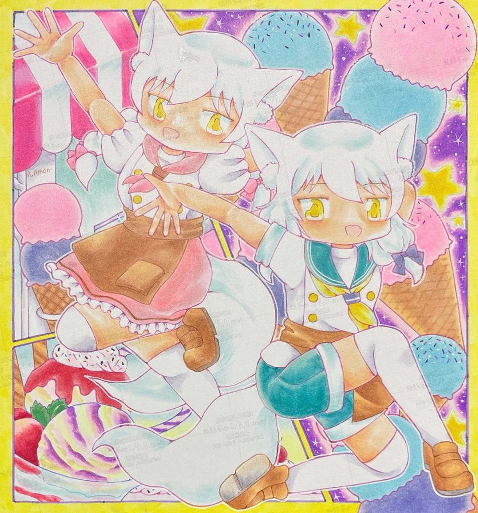 色紙イラスト原画『ゆめいろアイスクリーム』