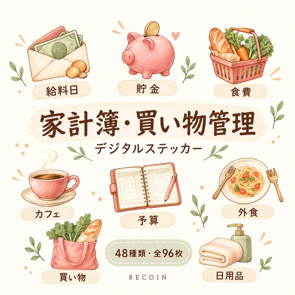 RECOIN|家計簿・買い物管理 デジタルステッカー48種