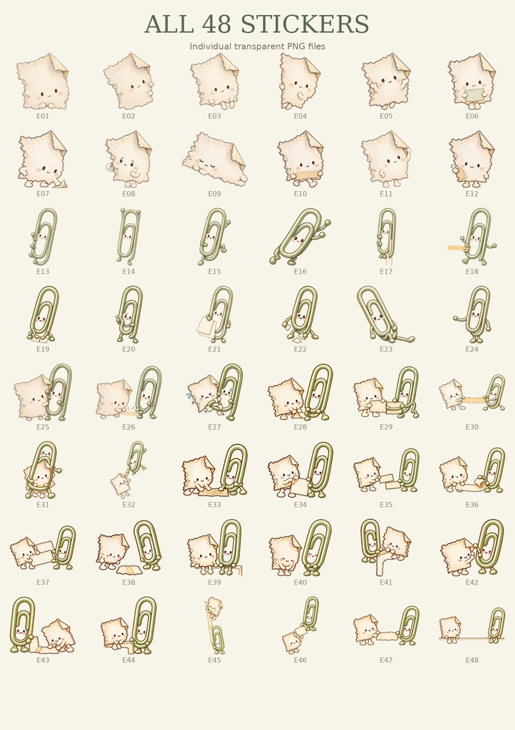 すみっこの補修係|Little Corner Menders|48枚・透過PNGデジタルステッカー|Goodnotes対応