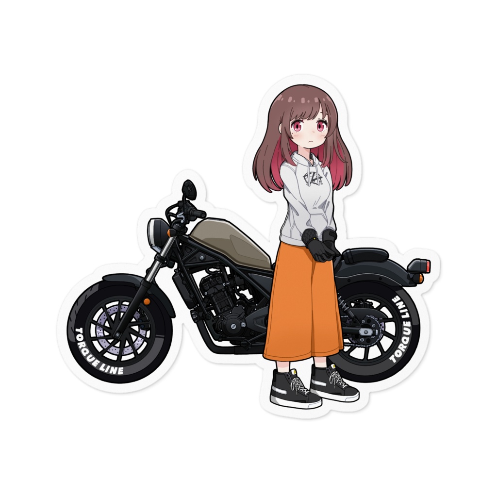 ラインちゃんとバイク（ステッカー） - バイク娘プロジェクト - BOOTH