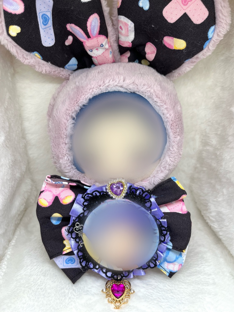 ぬい服 ロゼット 痛ロゼット チョーカー ぬい服リボン 黒 紫