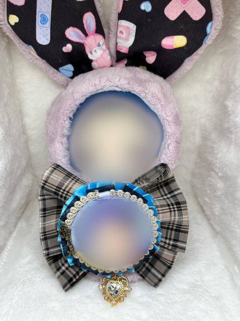 ぬい服 ロゼット 痛ロゼット チョーカー ぬい服リボン 水色 薄茶