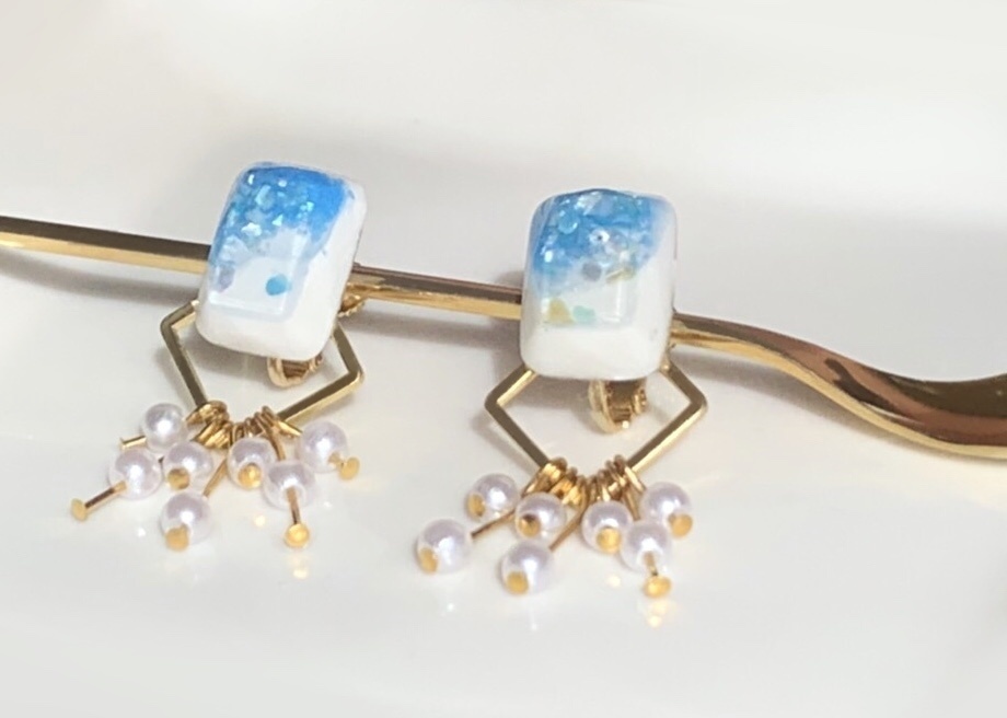 人魚の尾びれ風、海のイヤリング