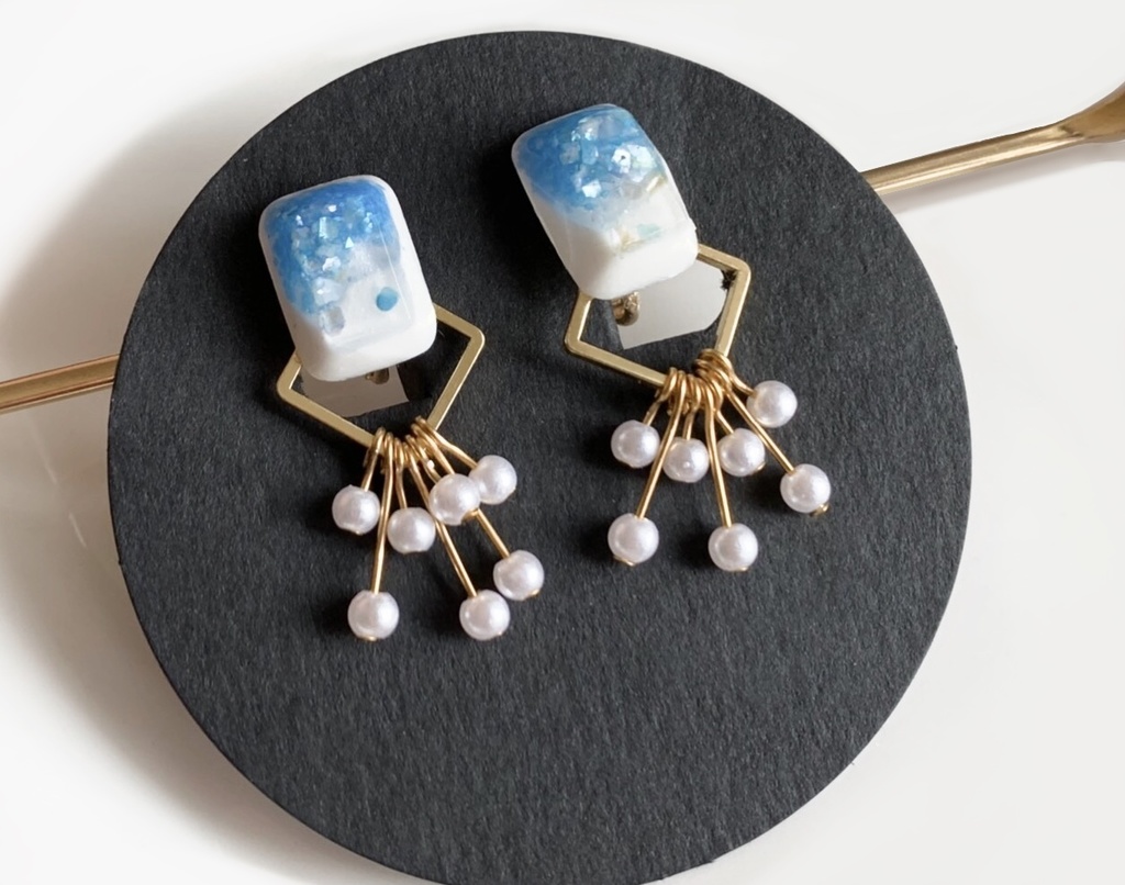 人魚の尾びれ風、海のイヤリング