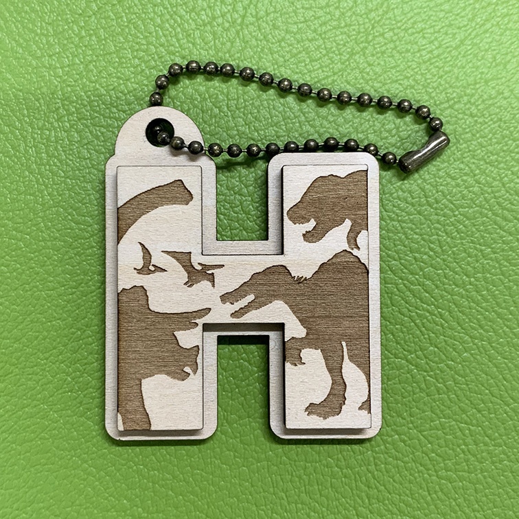 【木製】恐竜シルエットキーホルダー