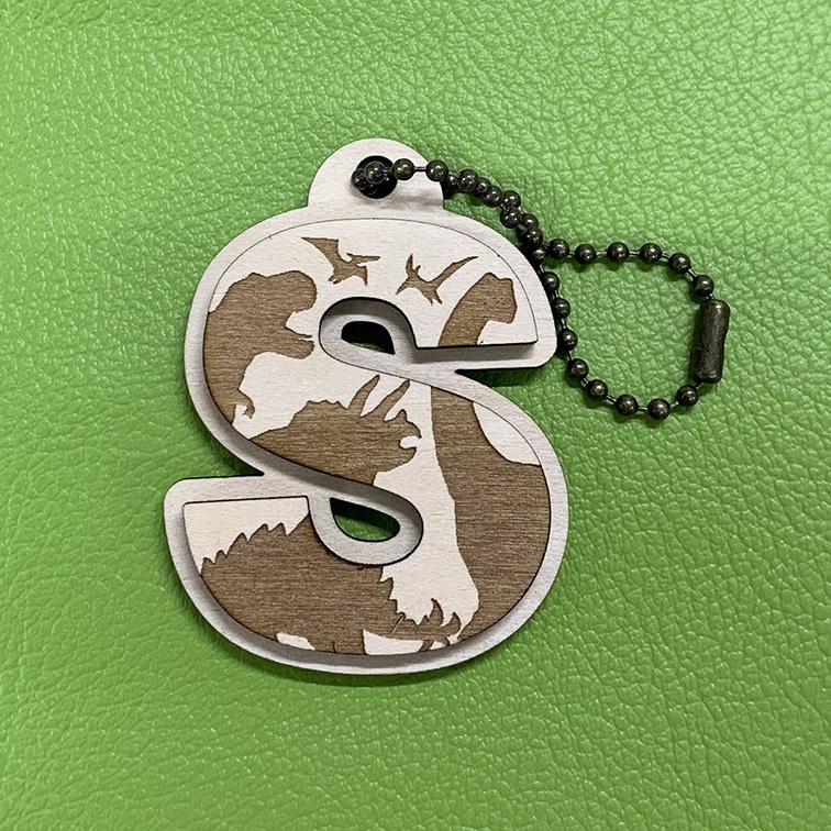 【木製】恐竜シルエットキーホルダー