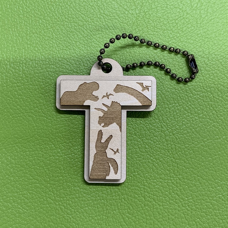 【木製】恐竜シルエットキーホルダー