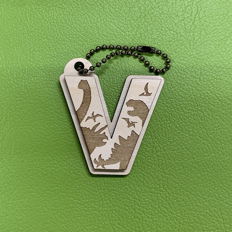 【木製】恐竜シルエットキーホルダー